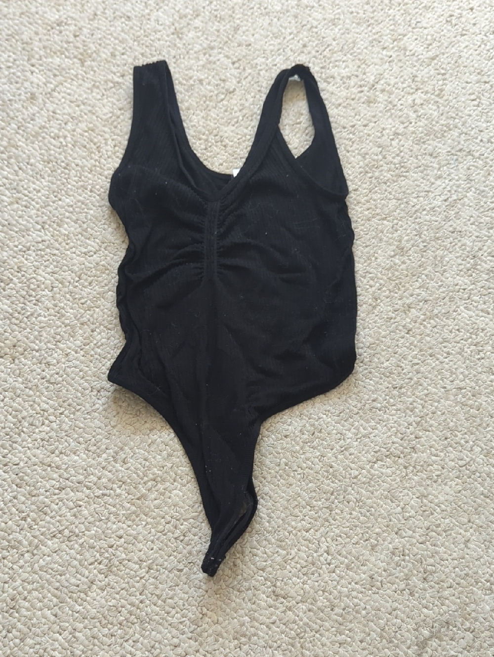 Fashion Nova Black Ribbed Scoop Neck Bodysuit